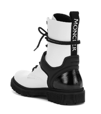 Shop Moncler Calypso Leather Ankle Boots In White