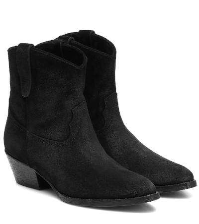 Shop Saint Laurent West 45 Suede Ankle Boots In Black