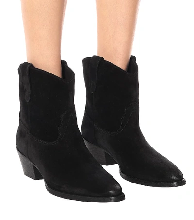 Shop Saint Laurent West 45 Suede Ankle Boots In Black