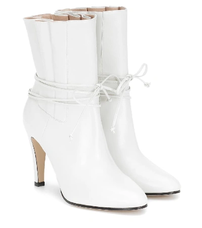 Shop Gucci Leather Ankle Boots In White