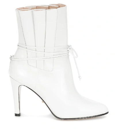 Shop Gucci Leather Ankle Boots In White
