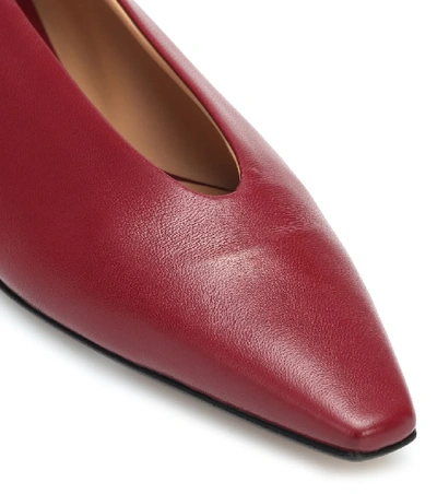 Shop Bottega Veneta Almond Leather Ballet Flats In Red