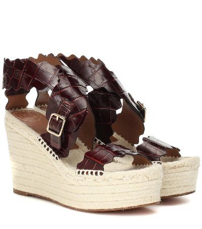 Shop Chloé Leather Espadrille Sandals In Brown