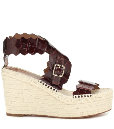 Shop Chloé Leather Espadrille Sandals In Brown