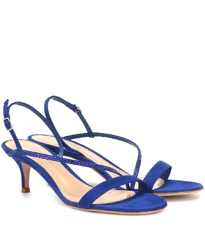 Shop Gianvito Rossi Manhattan 55 Suede Sandals In Blue