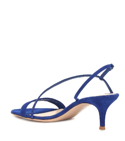Shop Gianvito Rossi Manhattan 55 Suede Sandals In Blue