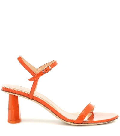 Shop By Far Magnolia Patent Leather Sandals In Orange