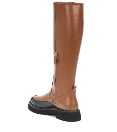 Shop Tod's Leather Knee-high Boots In Brown