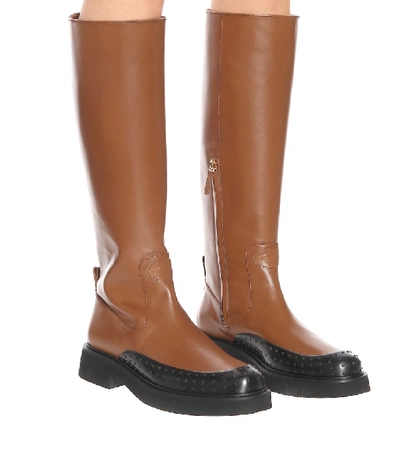 Shop Tod's Leather Knee-high Boots In Brown