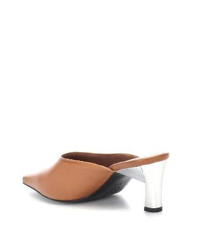 Shop Marni Leather Mules In Brown