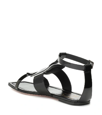 Shop Roger Vivier Viv' Sellier Patent Leather Sandals In Black