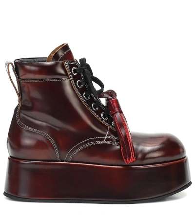 Shop Marni Patent Leather Platform Ankle Boots In Red
