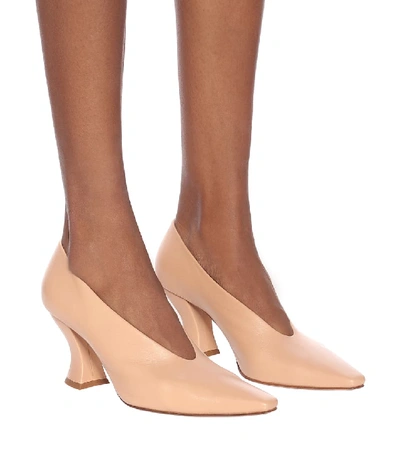 Shop Bottega Veneta Almond Leather Pumps In Beige