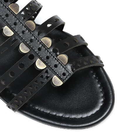 Shop Alaïa Laser-cut Leather Sandals In Black
