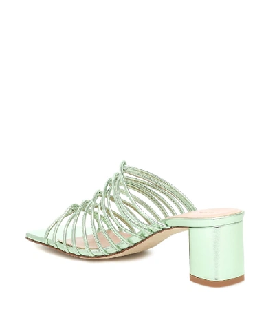 Shop Aeyde Pearl Metallic-leather Sandals