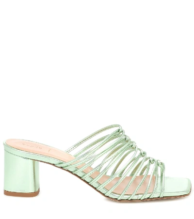 Shop Aeyde Pearl Metallic-leather Sandals