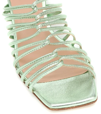 Shop Aeyde Pearl Metallic-leather Sandals