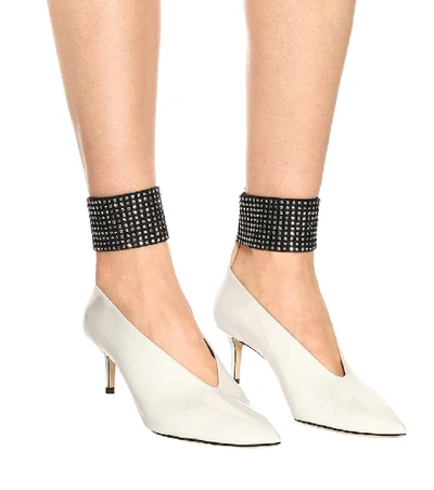 Shop Christopher Kane Embellished Patent Leather Pumps In White