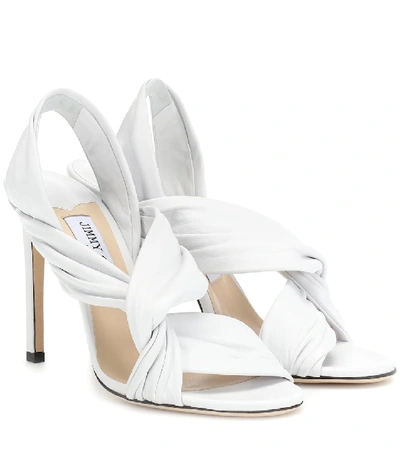 Shop Jimmy Choo Lalia 100 Leather Sandals In White