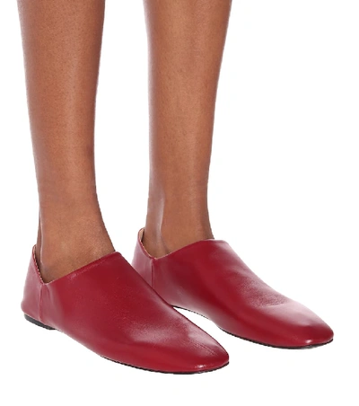 Shop Joseph Leather Ballet Flats In Red