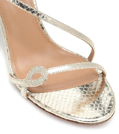 Shop Aquazzura Serpentine 75 Leather Sandals In Silver