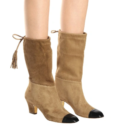 Shop Rupert Sanderson Tiptoe Suede Boots In Brown