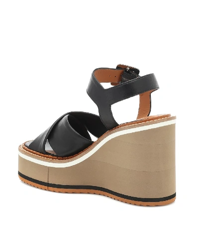 Shop Clergerie Noemie Leather Wedge Sandals In Black