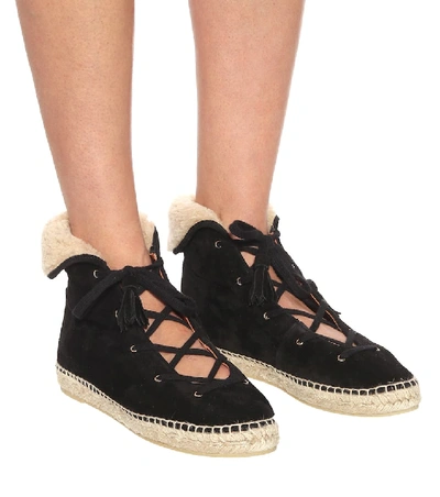 Shop Altuzarra Gus Suede Espadrille Ankle Boots In Black