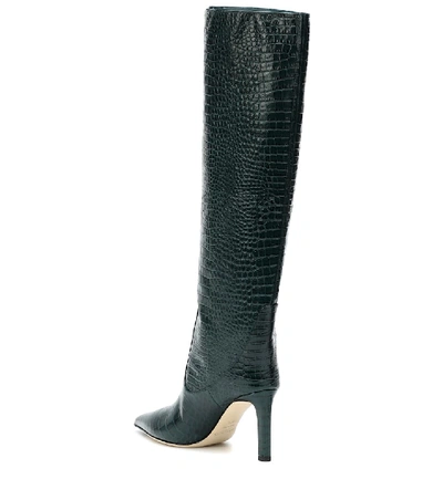 Shop Jimmy Choo Mavis 85 Leather Knee-high Boots In Green