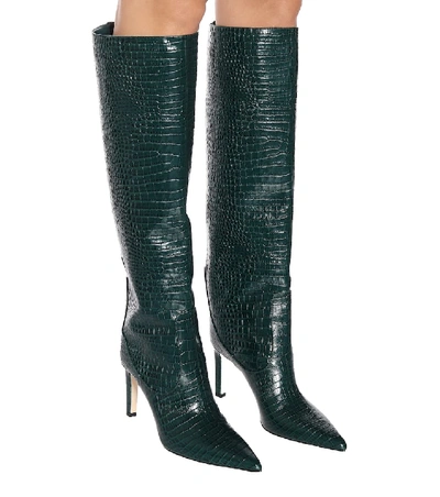 Shop Jimmy Choo Mavis 85 Leather Knee-high Boots In Green