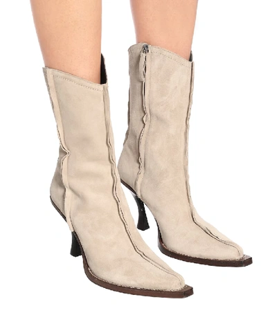 Shop Acne Studios Suede Ankle Boots In Beige