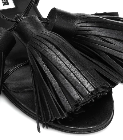 Shop Jil Sander Tasseled Leather Sandals In Black