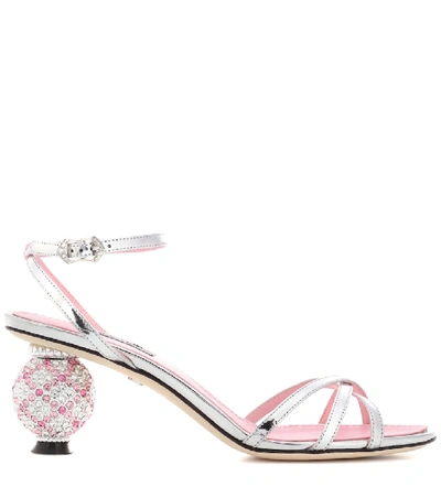 Shop Dolce & Gabbana Crystal-embellished Sandals In Silver