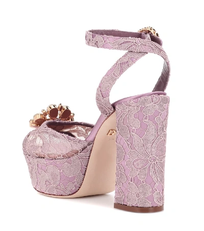 Shop Dolce & Gabbana Keira Embellished Lace Sandals In Pink