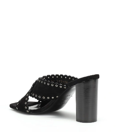 Shop Saint Laurent Loulou 95 Embellished Suede Sandals In Black