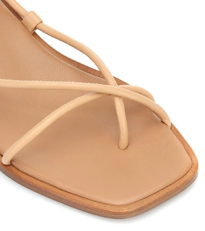 Shop Loq Ara Leather Sandals In Beige