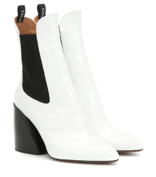 chloe white ankle boots