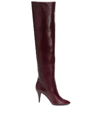 Shop Saint Laurent Kiki Leather Over-the-knee Boots In Purple