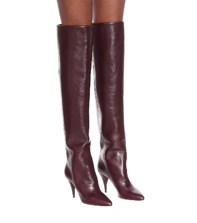Shop Saint Laurent Kiki Leather Over-the-knee Boots In Purple