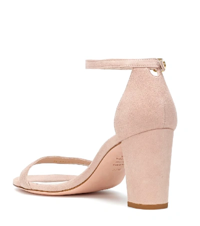 Shop Stuart Weitzman Nearlynude Suede Sandals In Pink