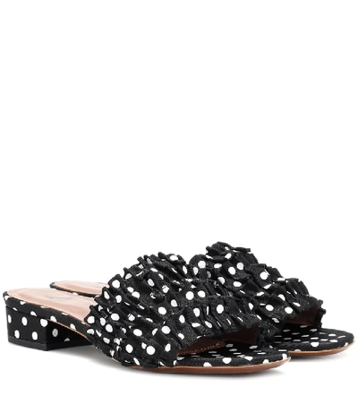 Shop Alexa Chung Polka-dot Ruffle Slippers In Black