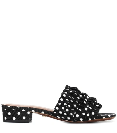Shop Alexa Chung Polka-dot Ruffle Slippers In Black