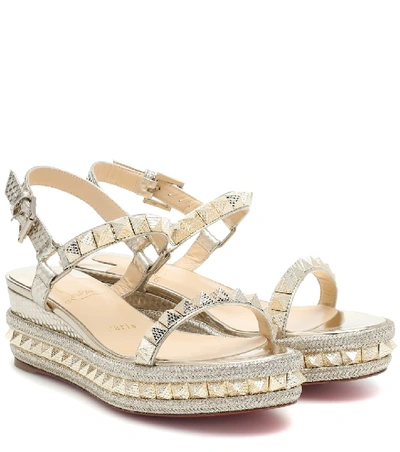 Shop Christian Louboutin Pyraclou 60 Metallic Leather Sandals