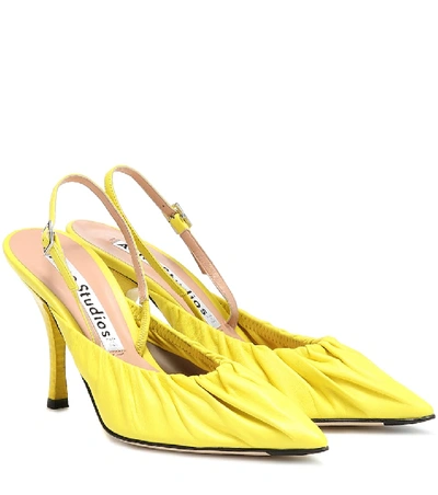 Shop Acne Studios Leather Slingback Pumps In Yellow