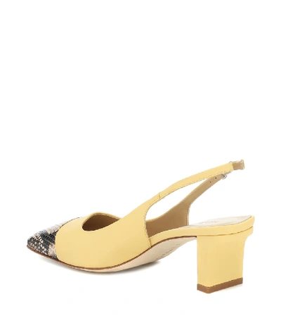 Shop Aeyde Drew Leather Slingback Pumps In Yellow