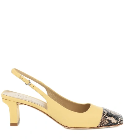 Shop Aeyde Drew Leather Slingback Pumps In Yellow
