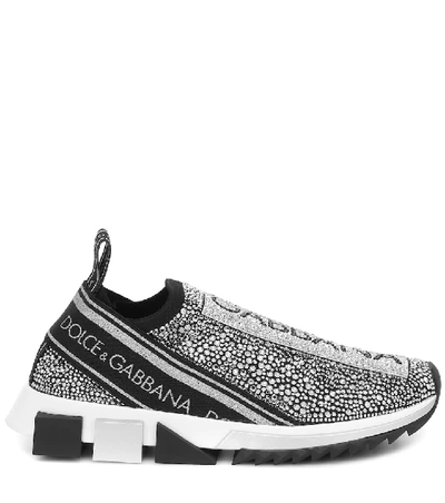 Shop Dolce & Gabbana Sorrento Embellished Sneakers In Grey
