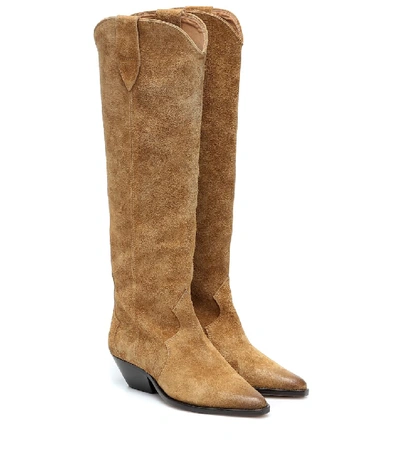 Shop Isabel Marant Denvee Suede Boots In Beige