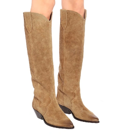 Shop Isabel Marant Denvee Suede Boots In Beige