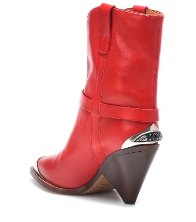 Shop Isabel Marant Lamsy Leather Boots In Red